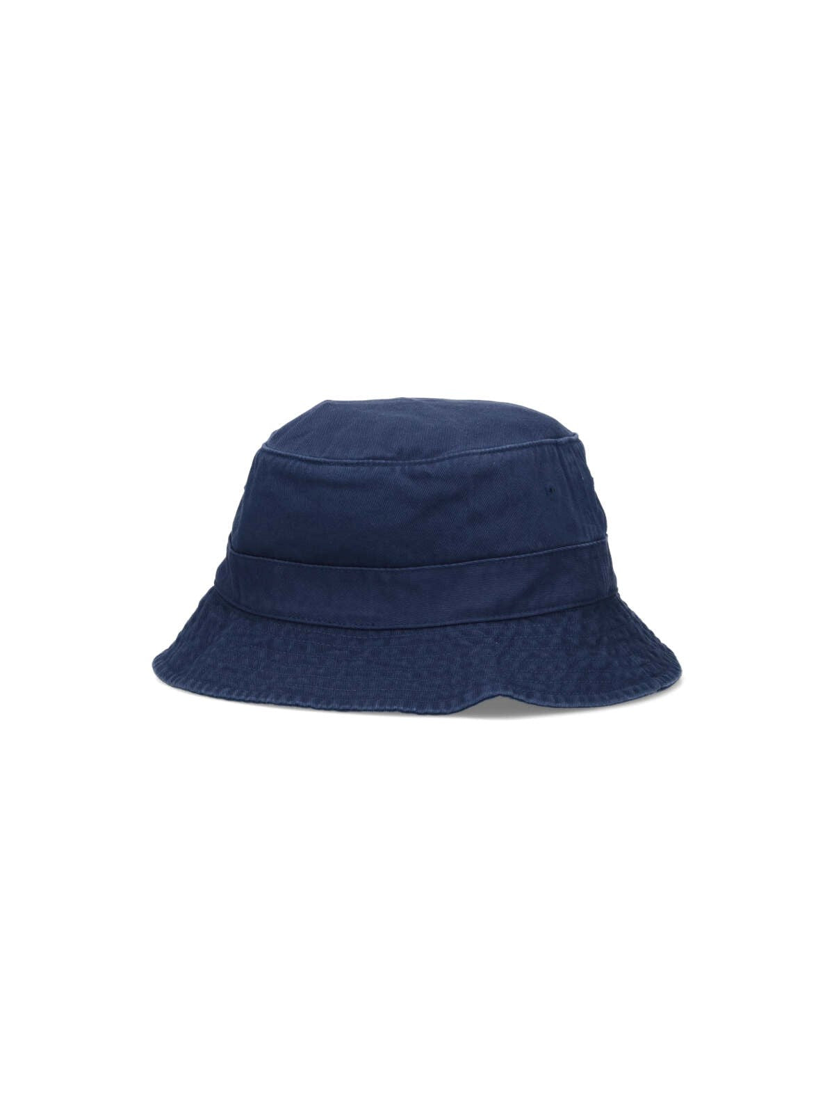 Polo Ralph Lauren Cappello bucket logo-cappelli-Polo Ralph Lauren-Cappello bucket logo Polo Ralph Lauren, in cotone blu, ricamo logo rosso fronte, visiera.-Dresso
