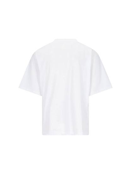Marni T-Shirt logo-t-shirt-Marni-T-shirt logo Marni - realizzata in cotone biologico - bianco, spalle scese, girocollo a costine, maniche corte, stampa logo nero fronte, orlo dritto.-Dresso