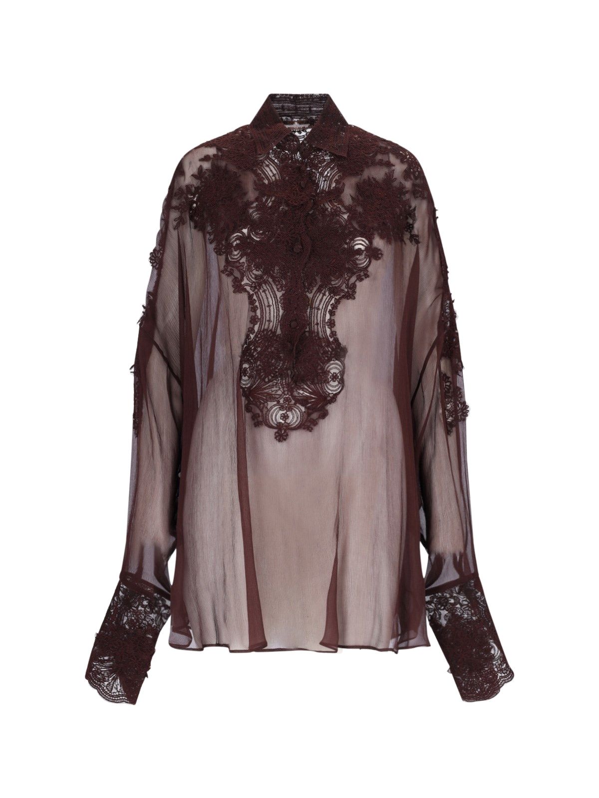 Blusa floreale trasparente