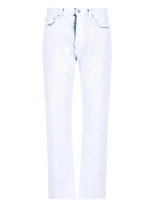 Coated design straight jeans