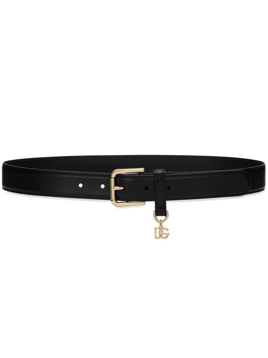 Leather logo pendant belt