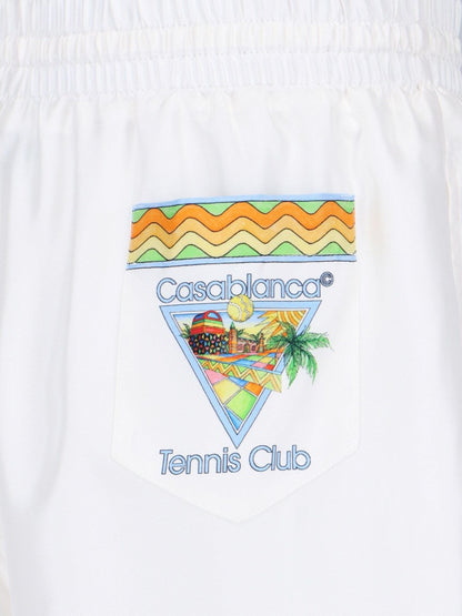 Pantaloncini in seta "Afro Cubism Tennis Club"