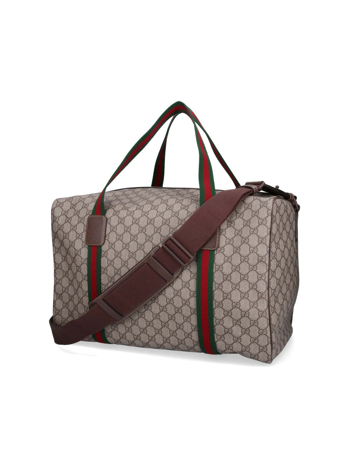 gucci borsa da viaggio grande-Borsone-Gucci-borsa da viaggio grande gucci, in tessuto "gg" supreme beige, doppio manico in tessuto "web" dettagli rossi e verdi superiori, una tracolla in tessuto marrone regolabile, finiture in pelle, chiusura zip, uno scomparto interno principale. codice prodotto 758664 fack79768 composizione: 100% tessuto dimensioni/vestibilità: a 45,5 x l 45,5 x p 27cm made in: italia - luce manico: 20 cm - dettagli: 100% pelle - Dresso