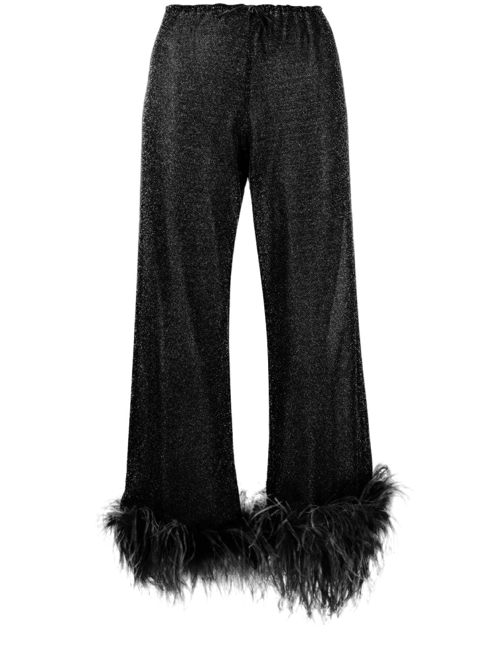 Women's trousers with ostrich feathers