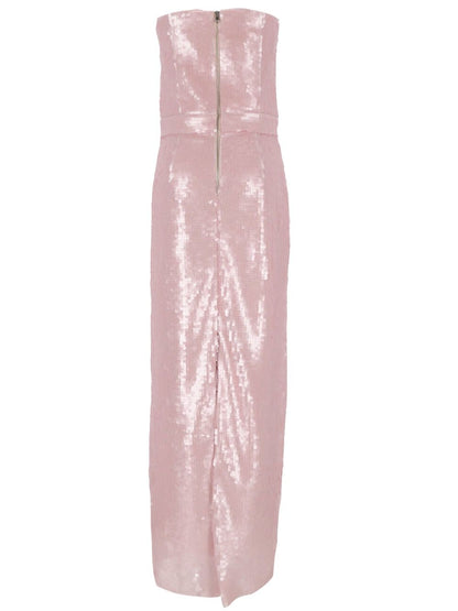 Strapless light pink sequin dress