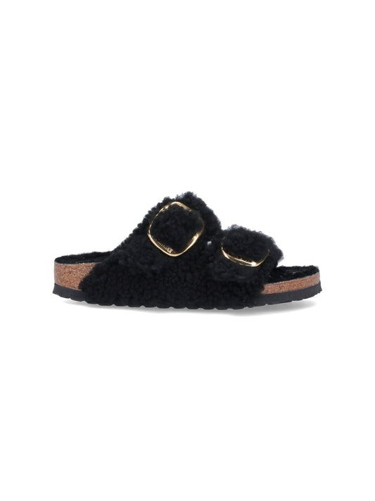 Arizona Shearling-Sandalen mit großer Schnalle