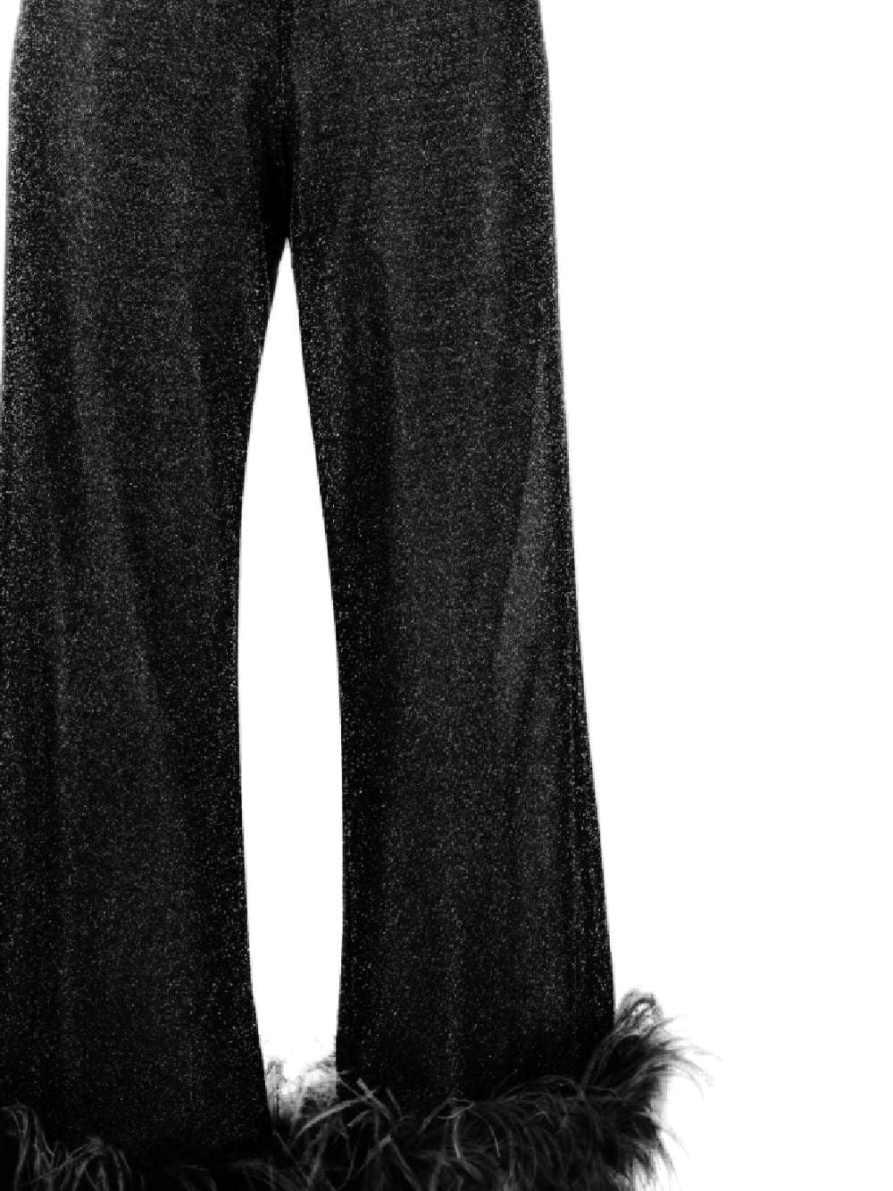 Women's trousers with ostrich feathers