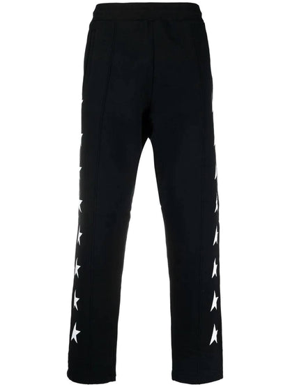 Sports trousers with star motif in black cotton