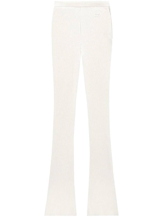 Flared ribbed knit trousers