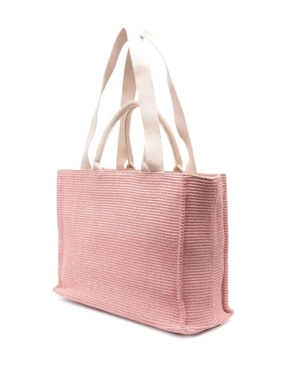 Pink woven raffia shopper