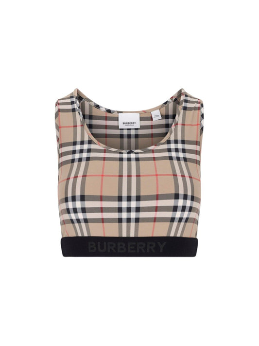 Crop top stampa "Check"