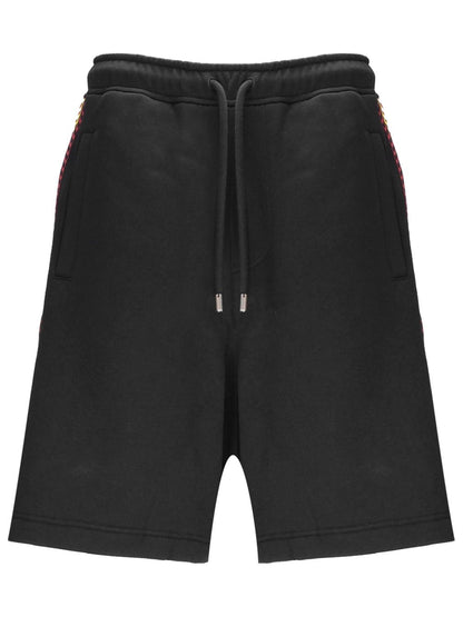 Shorts with zigzag embroidery in black cotton