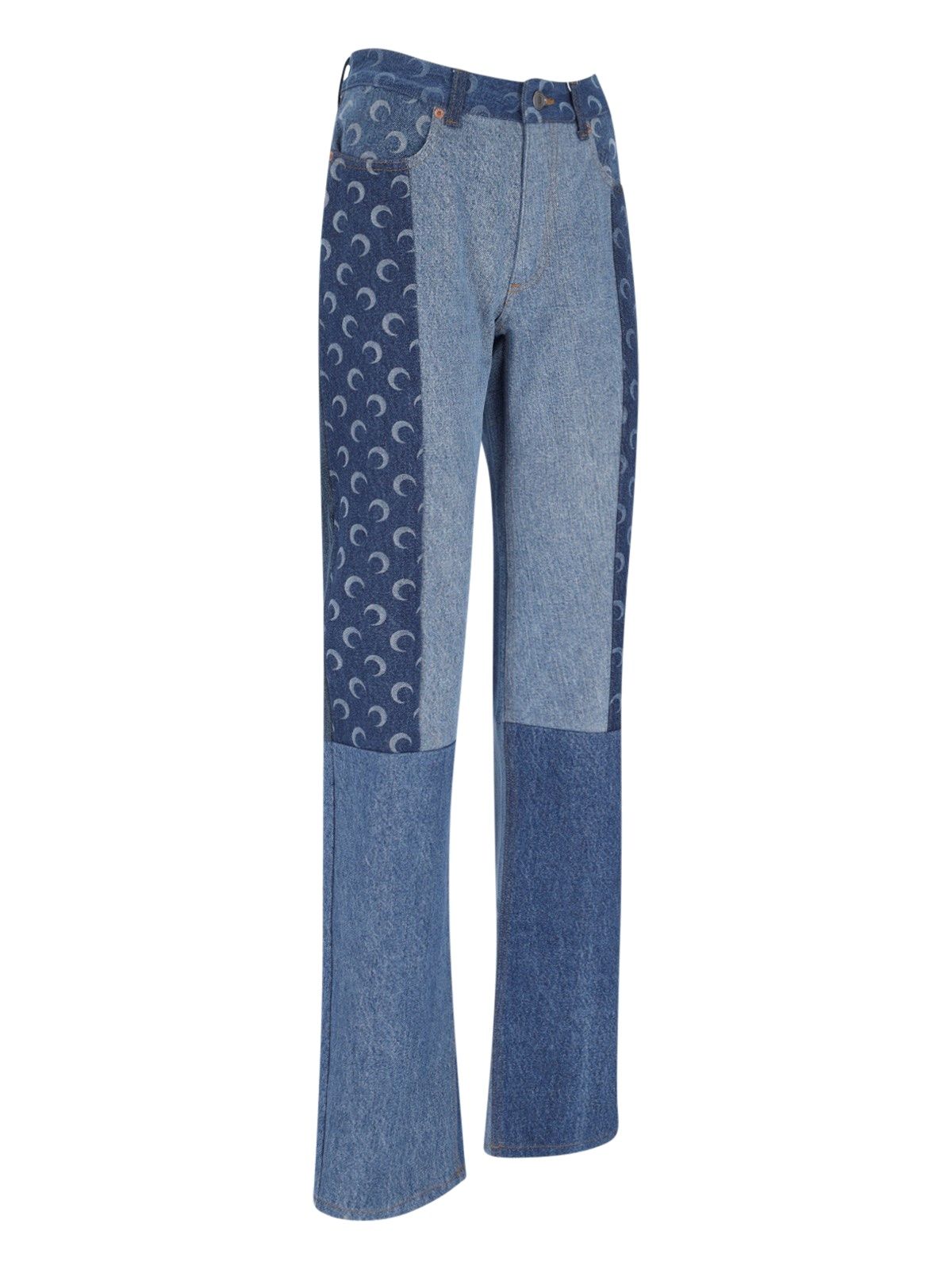 Gerade geschnittene Patchwork-Jeans