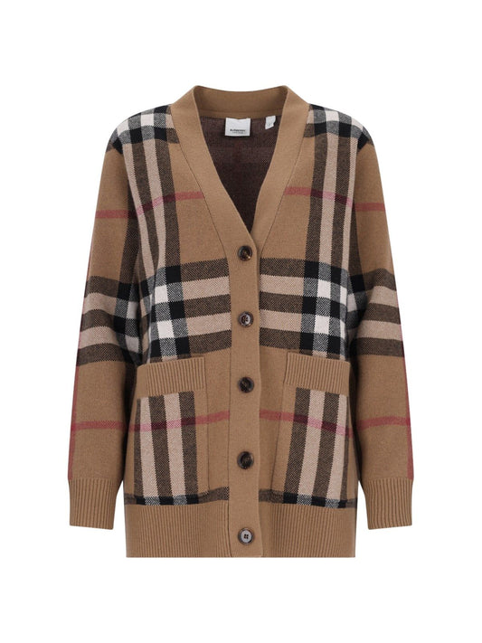 "Check" cashmere and wool cardigan