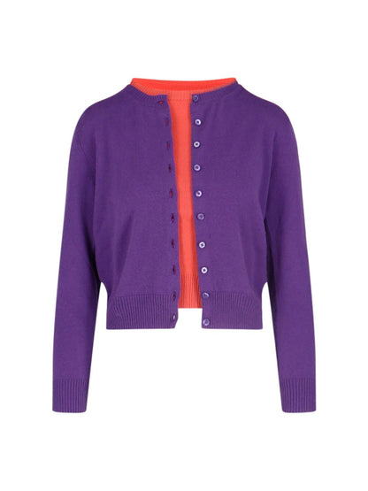 Cardigan con maglia crop bicolor