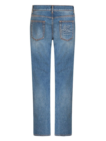 Straight leg jeans with embroidered logo