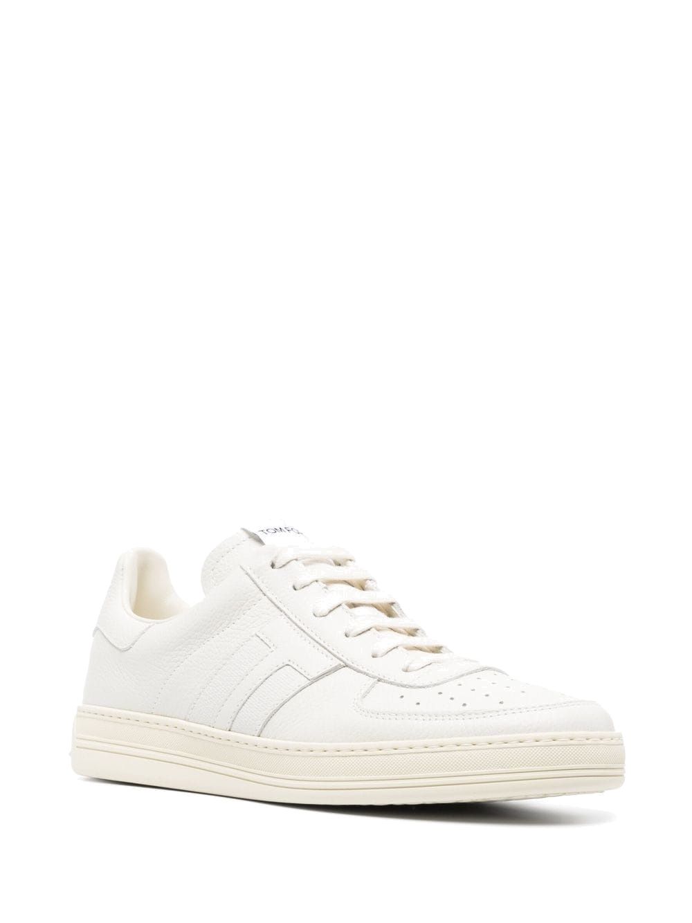 Low leather sneakers with logo patch