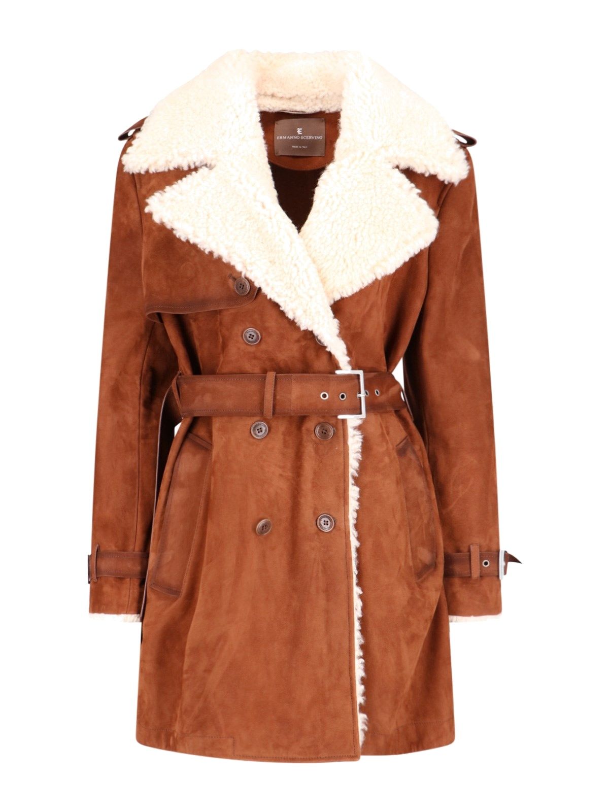 Cappotto midi in shearling