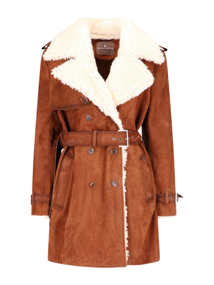 Cappotto midi in shearling