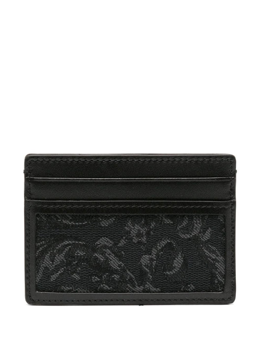 Black baroque jacquard wallet