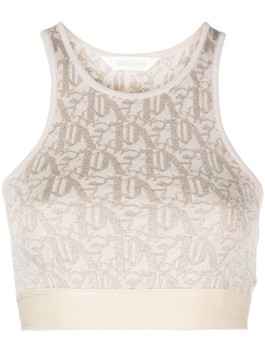 Top beige con stampa