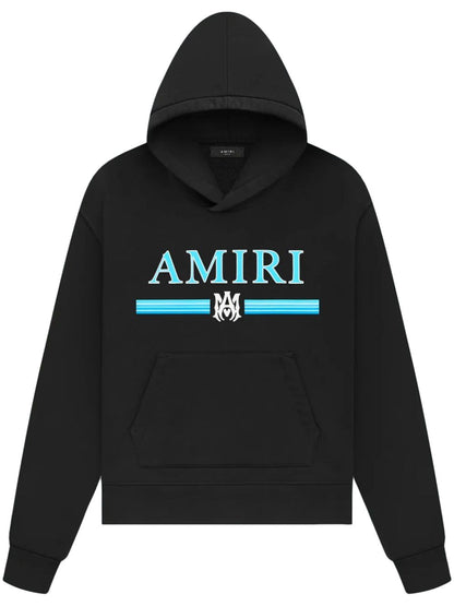 Felpa con cappuccio AMIRI, stampa logo blu, nera