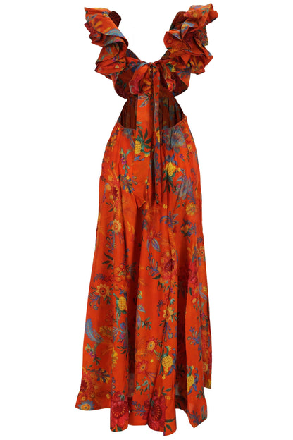 Silk midi dress with Ginger floral print