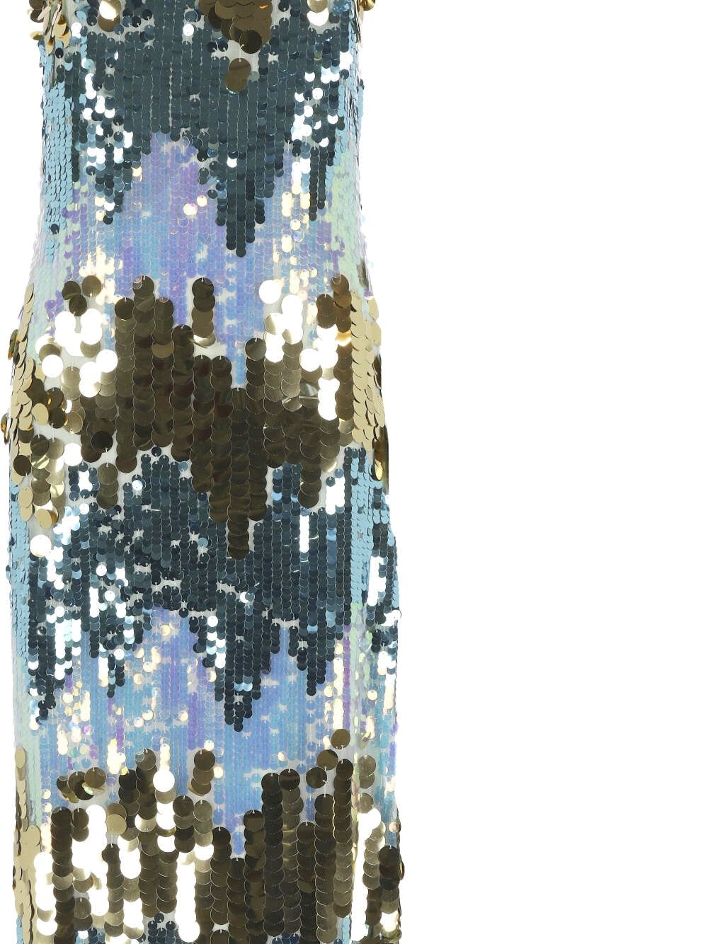 Dress with sky blue sequins