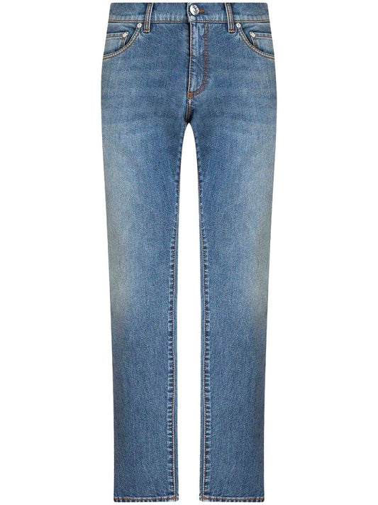 Straight leg jeans with embroidered logo