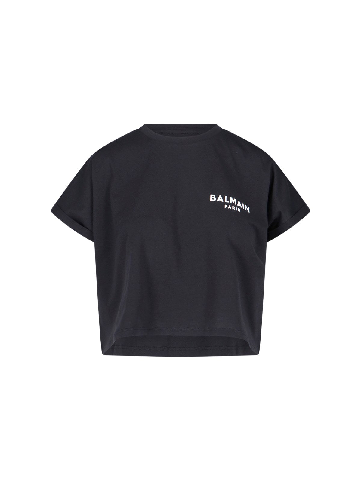 balmain logo cropped t-shirt 