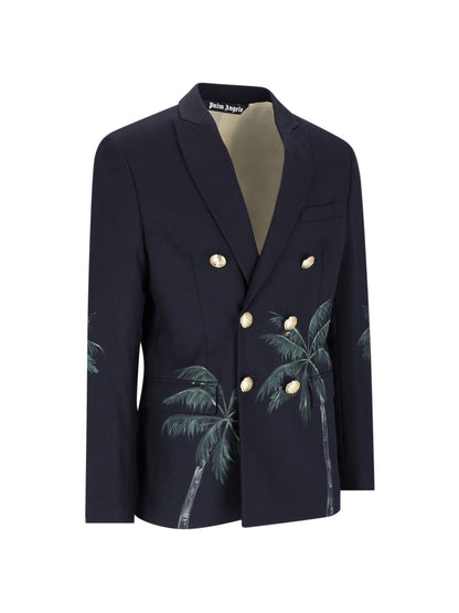 Double-breasted blazer with print