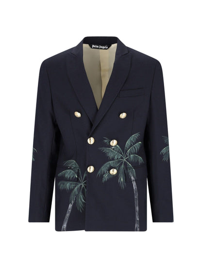 Double-breasted blazer with print