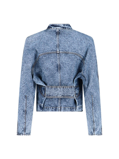 Giacca biker crop in denim