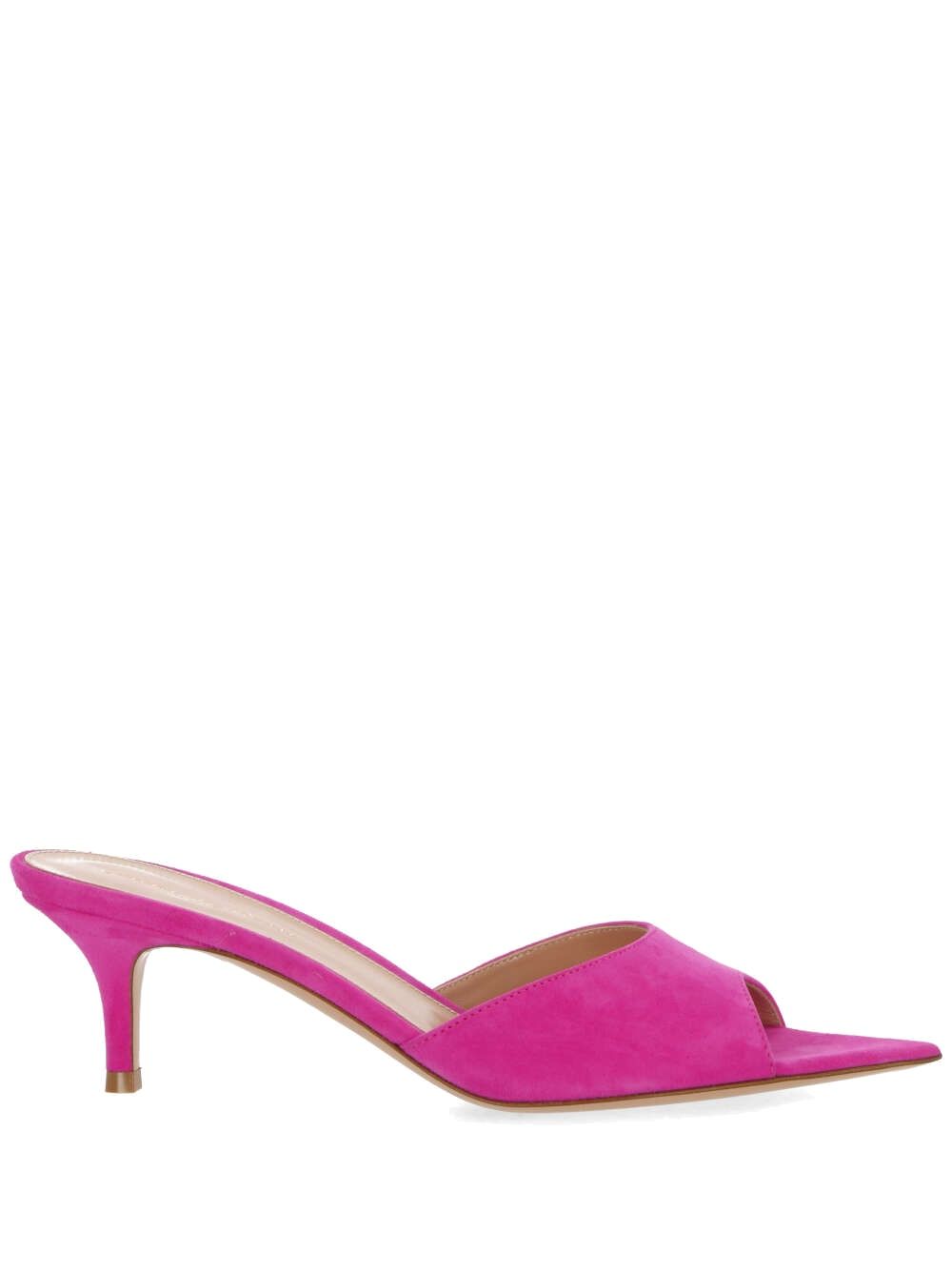 Fuchsia pink suede sandal