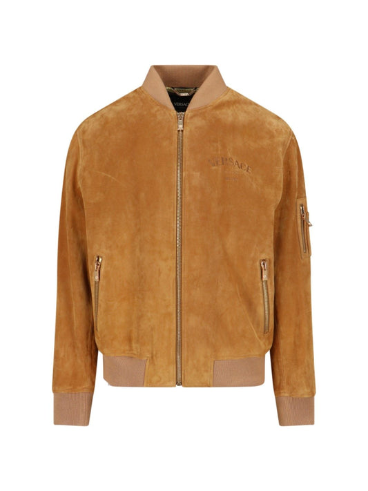 Giacca bomber in pelle scamosciata