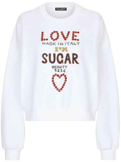 Sweatshirt decorated with crystals