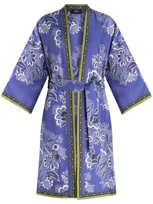 Kimono midi con dettagli dorati