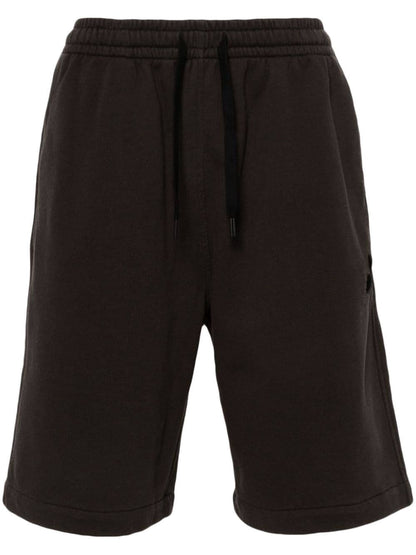 Black cotton blend Bermuda shorts
