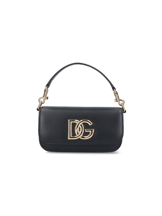 Dolce & Gabbana Borsa tracolla "DG"-borse a tracolla-Dolce & Gabbana-Borsa tracolla "DG" Dolce & Gabbana, in pelle nera, un manico superiore rimovibile, tracolla catena dorata, logo dorato fronte, una tasca piatta interna, uno scomparto interno principale.-Dresso