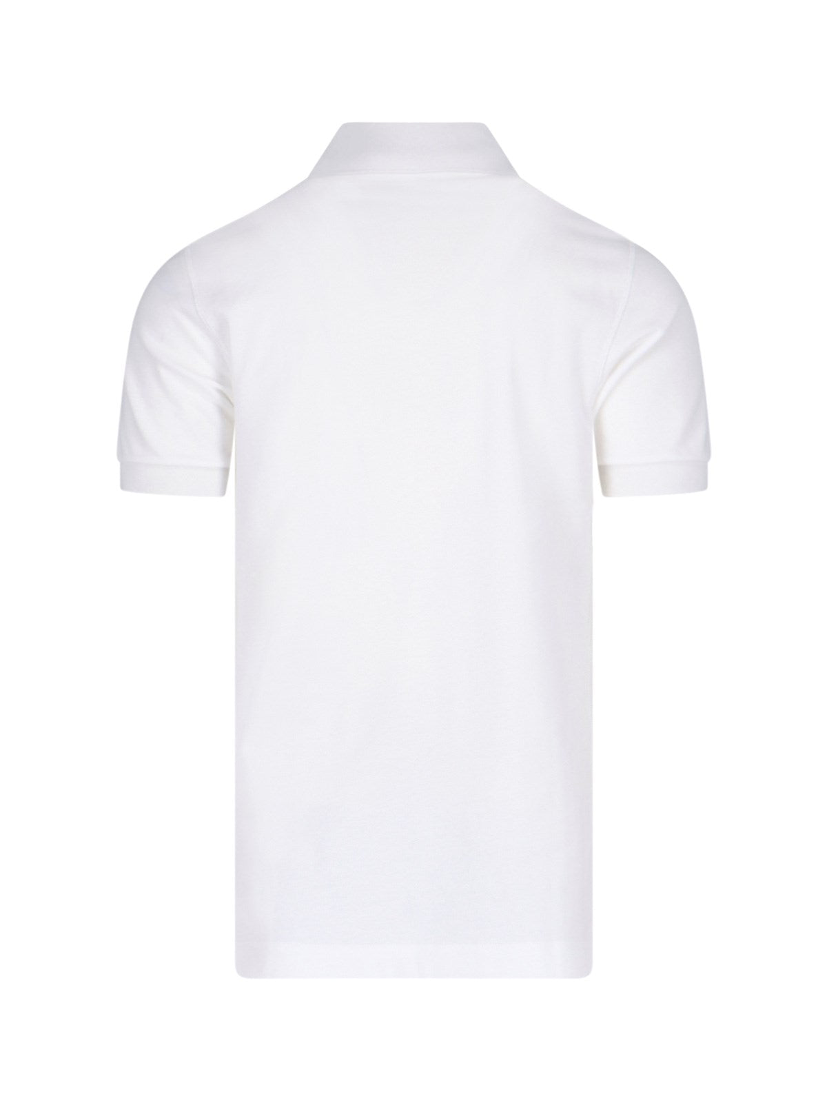 Dolce & Gabbana T-Shirt patch logo-t-shirt-Dolce & Gabbana-T-shirt patch logo Dolce & Gabbana, in cotone bianco, colletto classico, chiusura bottoni, maniche corte, orlo dritto.-Dresso
