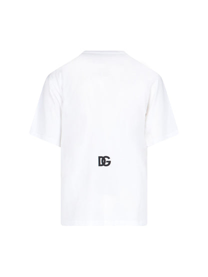 Dolce & Gabbana T-Shirt logo-t-shirt-Dolce & Gabbana-Pantaloni sportivi logo Dolce & Gabbana, in cotone nero, vita elastica, coulisse, due tasche zip laterali, una tasca zip retro, placca logo metallico argentato retro, polsini elastici.-Dresso