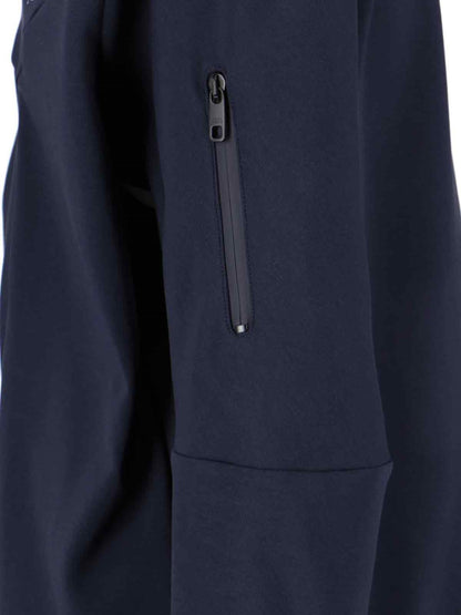 Dolce & Gabbana Felpa sportiva logo-felpe con zip-Dolce & Gabbana-Felpa sportiva logo Dolce & Gabbana, in tessuto tecnico blu, cappuccio, chiusura zip, logo bianco fronte, una tasca zip manica, stampa bianca retro, orlo dritto.-Dresso