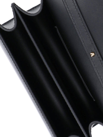 Dolce & Gabbana Borsa tracolla logo-borse a tracolla-Dolce & Gabbana-Borsa tracolla logo Dolce & Gabbana, in pelle nera, tracolla regolabile, fibbia logo dorato fronte, chiusura bottoni magnetici, uno slot carte interno, due scomparti interni separati-Dresso