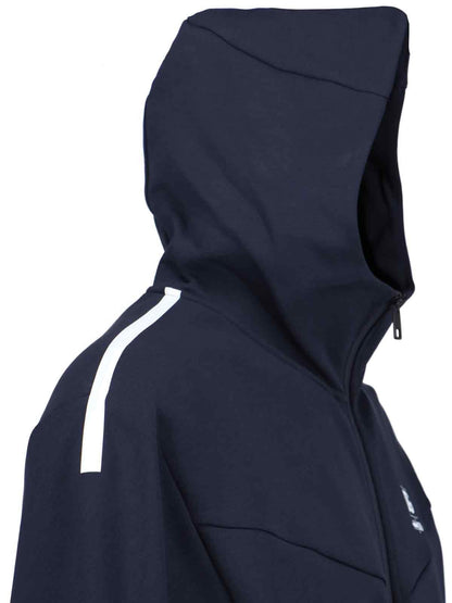 Dolce & Gabbana Felpa sportiva logo-felpe con zip-Dolce & Gabbana-Felpa sportiva logo Dolce & Gabbana, in tessuto tecnico blu, cappuccio, chiusura zip, logo bianco fronte, una tasca zip manica, stampa bianca retro, orlo dritto.-Dresso