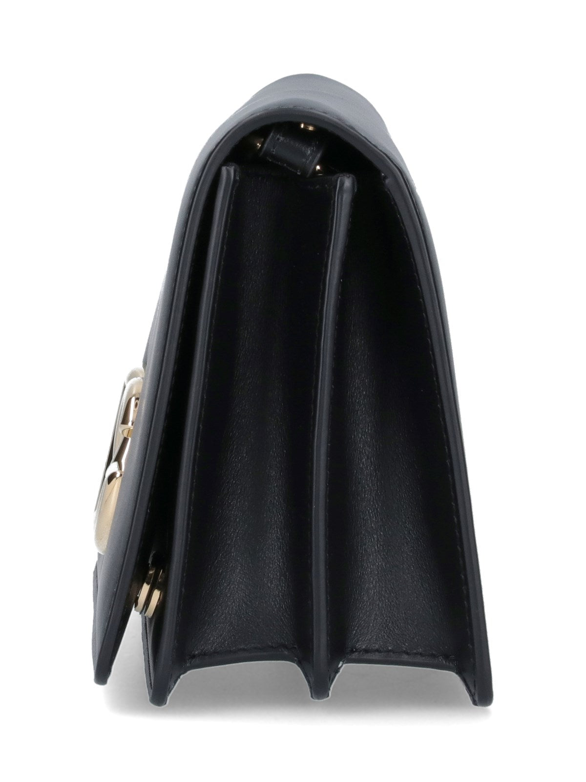 Dolce & Gabbana Borsa tracolla logo-borse a tracolla-Dolce & Gabbana-Borsa tracolla logo Dolce & Gabbana, in pelle nera, tracolla regolabile, fibbia logo dorato fronte, chiusura bottoni magnetici, uno slot carte interno, due scomparti interni separati-Dresso