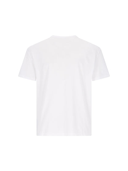 Maison Margiela T-Shirt "distorted logo"-t-shirt-Maison Margiela-T-shirt "distorted logo" Maison Margiela, in cotone bianco, girocollo, maniche corte, ricamo logo nero petto, orlo dritto.-Dresso
