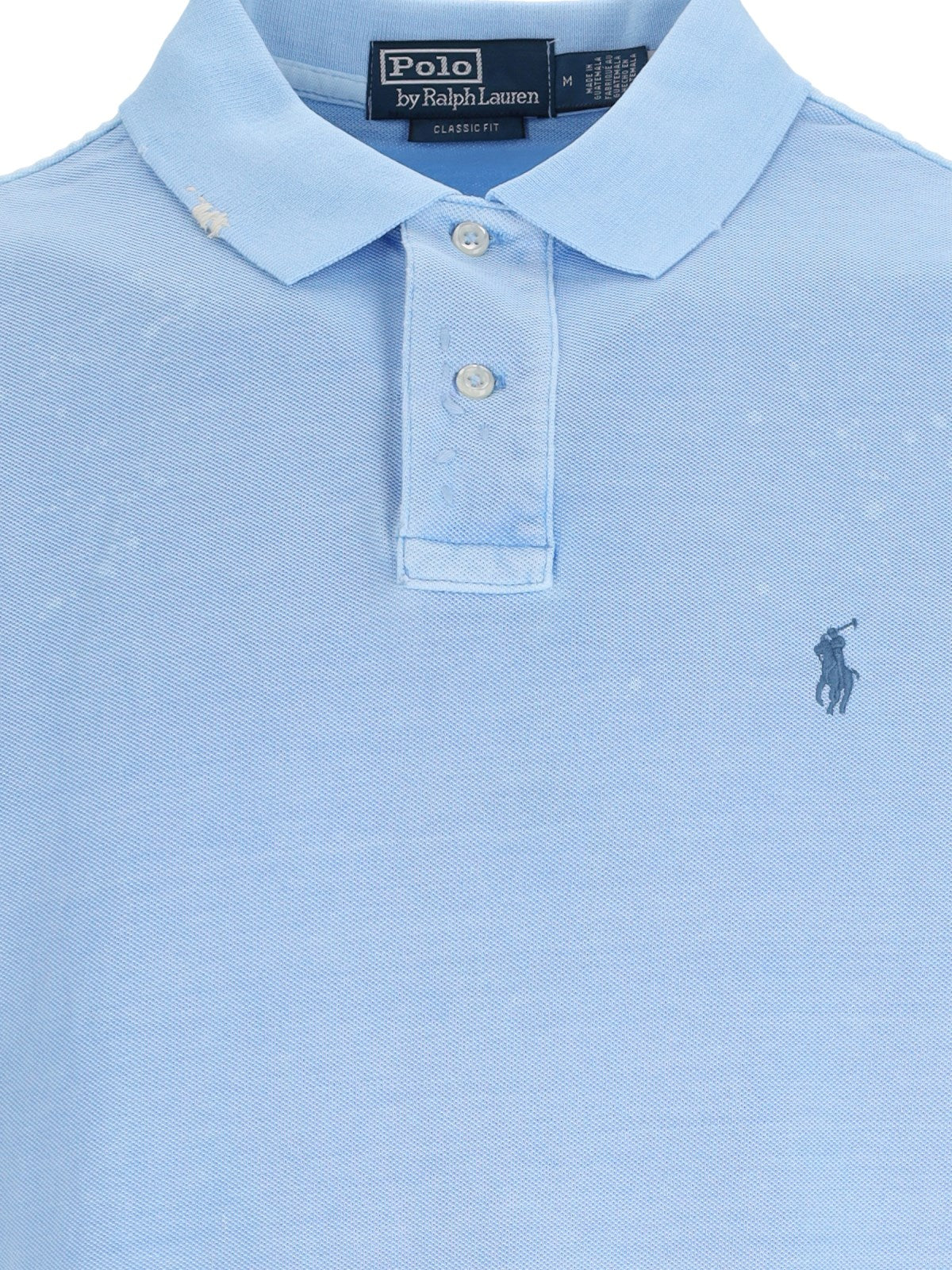 Polo Ralph Lauren Polo logo-t-shirt-Polo Ralph Lauren-Polo logo Polo Ralph Lauren, in cotone azzurro, colletto classico, maniche corte, ricamo logo blu petto, orlo dritto.-Dresso