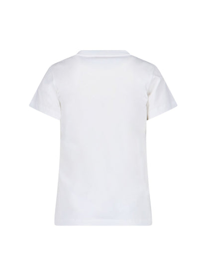 Alexander McQueen T-Shirt Logo-t-shirt-Alexander McQueen-T-shirt logo Alexander McQueen, in cotone bianco, girocollo, maniche corte, stampa logo nero fronte, orlo dritto.-Dresso