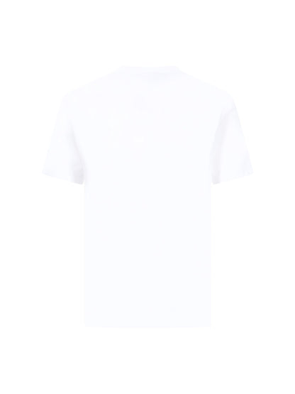 Alexander McQueen T-Shirt "varsity"-t-shirt-Alexander McQueen-T-shirt "varsity" Alexander McQueen, in cotone bianco, girocollo, maniche corte, maxi stampa logo e teschio nera fronte, orlo dritto.-Dresso