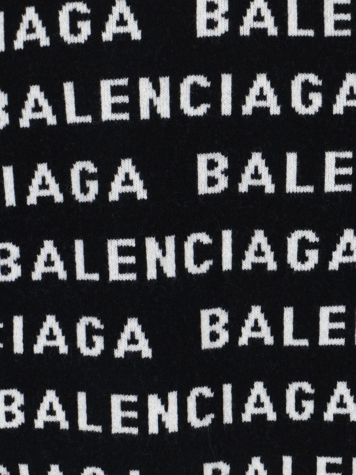 Balenciaga Maglione logo all-over-maglioni-Balenciaga-Maglione logo all-over Balenciaga, in misto lana nero, girocollo, spalle scese, dettaglio logo a contrasto all-over, finiture a costine, orlo dritto.-Dresso